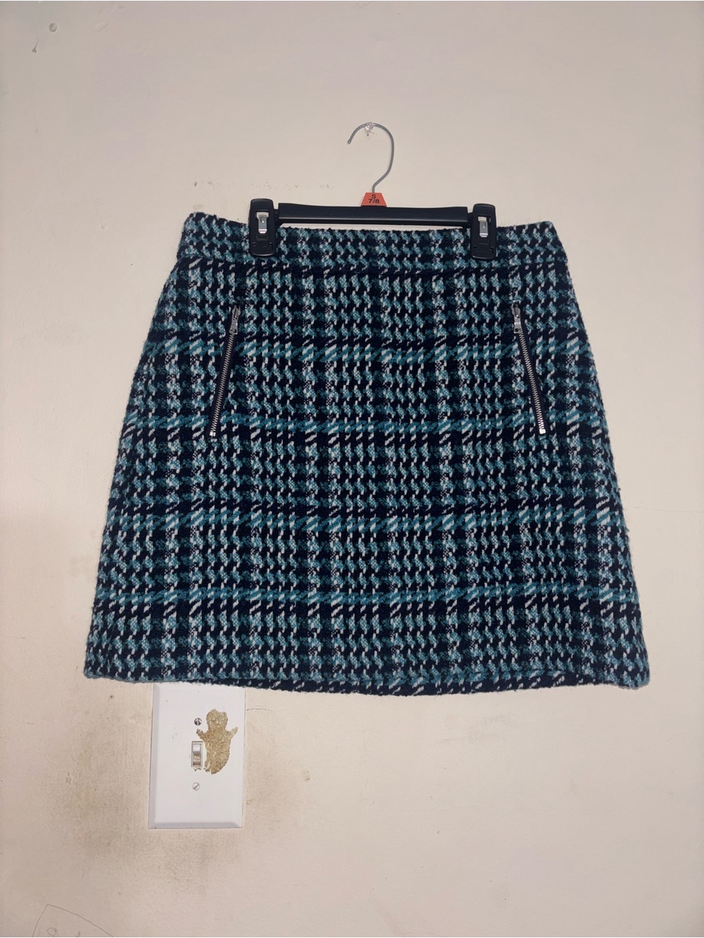 Loft Wool Blend Skirt Womens 6
Houndstooth Preppy Zip‎ Pockets
Lined Blue